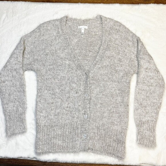 Leith Alpaca Blend Cardigan Eyelash Knit Sz Small - Picture 2 of 10